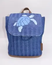 Vera Bradley Mini Straw Backpack in "Regatta Turtle Blue"
