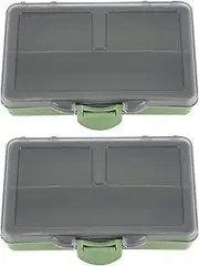 2Pcs Fishing Hook Bait Gadget Box Mini PP Storage Box Case for Fishing Tackle Accessories (2 Compartment)