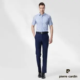 【pierre cardin 皮爾卡登】男襯衫 進口素材合身版純棉夏日潮流印花短袖襯衫_海洋藍(93220-32)