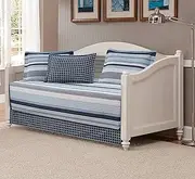 5pc Daybed Cover Set Quilted Bedspread for Boys/Teens Stripes Plaid Navy Blue White Light Blue New