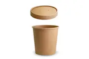 50 X Brown Kraft Paper Food Containers And Lids - Medium 26Oz
