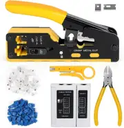 RJ45 Crimp Tool Kit, Ethernet Pass through Crimper, Network Cat5 Cat6 Cat7 Cr...