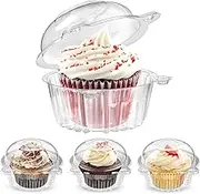 50 Pack Cupcake Containers Individual, Clear Plastic Single Muffin Holders Boxes Cups Cases Pods for Home Baking, Wedding, Baby Shower, Holiday Party