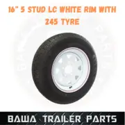 SUNRAYSIA WHITE 16" - 5 STUD WITH 245R16 LT TYRE ! Trailer Parts