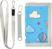 [miaozhen] Blue Sky Hot Air Balloon trifold fold wallet for womens pop lighweight slim wallet with lanyard billeteras para hombre, Blue Sky hot air Balloon, 1 size