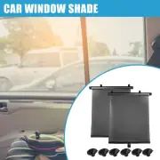 Retractable Window Shade 19.3x15.8Inch PU Mesh Cloth Plastic Metal Black 1Set