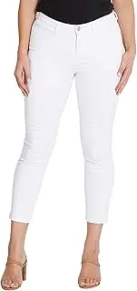 [KATIES] Womens Jeans - White - Mid-Rise - Slim - Frayed Hem - Basic Print - Light - 7/8 Length Fly Front 7/8Th Slim Jean - Skinny Jeans Australia - Designer Womens Clothing - Fashion Outfit