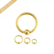 16G 14G Captive Bead Rings Matte Gold IP Labret Lip Nose Tragus Septum Piercings