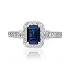 Gin and Grace Ainhoa 14K White Gold Emerald-Cut Blue Sapphire Ring 0.94tcw 7