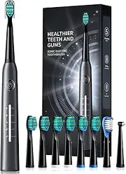 TEETHEORY Electric Toothbrush for Adults with 8 , Sonic Electric Toothbrush with 40000 VPM Deep Clean 5 Modes, Rechargeable Toothbrushes Fast Charge 4 Hours Last 30 Days