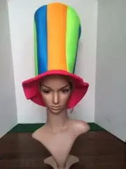 Halloween Very Tall Hat Clown MARDI GRAS FELT HAT Costume Cap Top G1932C