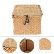 Wicker Storage Baskets with Lids Square Rattan Woven Wardrobe Boxes