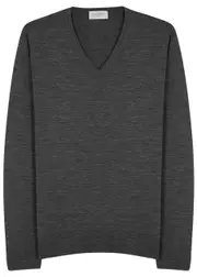 John Smedley Blenheim Fine-knit Wool Jumper - Charcoal - Xxl XXL