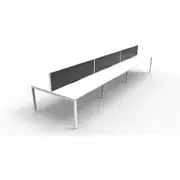 RAPIDLINE RAPID INFINITY PROFILE LEG WORKSTATION Double Sided With Screen 6 Person W4500 x D1400 x H1200mm Natural White with Scalloped Edge