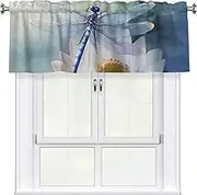 LHBWCVN Dragonfly Valances for Windows, Rod Pocket Window Treatment Drapes Farmhouse Kitchen Curtains Short Blackout Window Curtains for Living Room Bedroom Decor 54x18 Inch