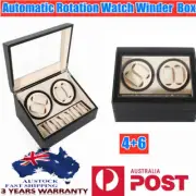 4+6 Leather Luxury Automatic Dual Motor Watch Winder Display Storage Box AU Plug