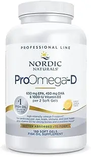 Nordic Naturals ProOmega-D, Lemon Flavor - 1280 mg Omega-3 + 1000 IU D3-180 Soft Gels - High-Potency Fish Oil - EPA & DHA - Brain, Eye, Heart, Joint, & Immune Health - Non-GMO - 90 Servings