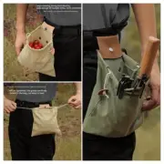 Drawstring Folding Canvas Pouch Outdoor Foraging Fruit Picking Tool Belt Pouch