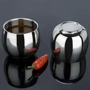 金屬咖啡杯子創意304不銹鋼茶杯雙層隔熱迷你鼓形杯小酒杯白酒杯