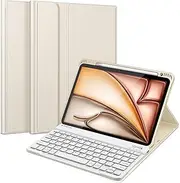 [FINTIE] Keyboard Case for iPad Air 11-inch M3 (2025) / M2 (2024), iPad Air 5th (2022) / 4th Generation 10.9 Inch - Soft TPU Cover w/Magnetically Detachable Bluetooth Keyboard, Starlight