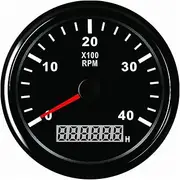 PMGMZPGPMA Tachometer for Boat Motor 85mm Round 0-4000RPM Hour Meter Waterproof Generator RPM REV Counter with 12 V 24 V with Back Light Automobile Tachometer(BN)