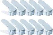 PENGKE Shoe Slots Space Saver for Closet Organization,Adjustable Shoe Stacker Space Saver for Double Deck Shoe Rack Holder,Blue Pack of 10