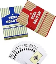 2 Decks of Plastic Playing Cards, Large Print Index Waterproof Poker Cards,Decks of Cards Bulk, Poker Size, Standard Index, for Blackjack, Euchre, Canasta Card Game,Blue & Red Back Pattern