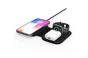 Orotec 15W Foldable 3-in-1 Magnetic Portable Fast Wireless Charger Pad with Magsafe Wireless Charging For iPhones 12 Series, Black