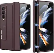 [PUROOM] for Samsung Galaxy Z Fold 4 Case Hinge Coverage Protective Case with Built-in Kickstand PC Magnetic All-Inclusive Shockproof Cover for Samsung Galaxy Z Fold 4 5G (Wine Red)