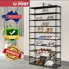 New Artiss Shoe Rack Storage Cabinet Stackable Shelves Stand 10 Tiers Black