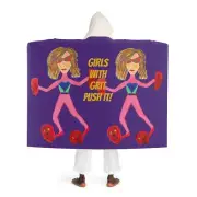 Super Heroine Push! - Hooded Sherpa Fleece Blanket