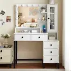 White Dressing Table With 5 Drawers Led Mirror Set Makeup Desk Vanity Table