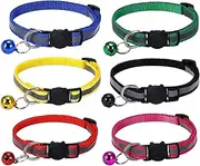 6 PCS Breakaway Cat Collar with Reflective Nylon Strip and Bell, Adjustable Breakaway Cat Collars for Girl Cats Male Cats and Puppy Pet Supplies