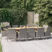 13 Piece Garden Dining Set with Cushions Grey, Garden Furniture Sets