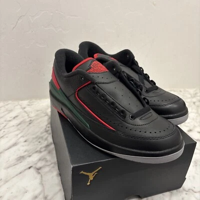 Nike Air Jordan 2 Retro Low Christmas Black Red FJ6869-006 Size 6.5Y / 8W
