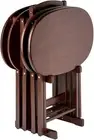 Brown 5 pc Wood TV Tray Set Stand Folding Snack Table Dinner Portable Serving