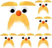 Maiteenly 6 Sets DIY Orange Decorations with Self Adhesive Mustache Eyebrows Eyes and Noses Fake Mustache for Birthday Halloween Carnival Funny Party Favor Accessories