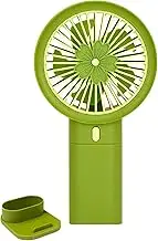 Wesoke Mini Handheld Fan, Small Hand Fan USB Rechargeable, Portable Powerful Personal Fan Battery Operated with 3 Speeds & Base for Women Men, Desk Makeup Eyelash Fan for Outdoor Indoor Travel, Green