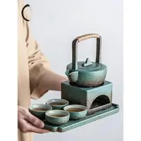 在飛比找ETMall東森購物網優惠-陶瓷溫茶爐套裝家用蠟燭加熱保溫底座暖茶爐復古窯變功夫溫茶器具
