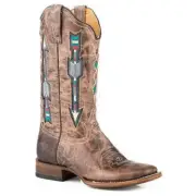 Women's Roper Arrows Square Toe Boots Handcrafted Brown