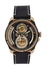在飛比找ZALORA購物網優惠-Tacs 復古雙鏡頭機械手錶皮帶 金色 (TS2002B)