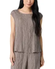 Eileen Fisher Crushed Silk Ballet Neck Top