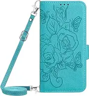 [BEENTRYS] Leather Wallet Case for Oppo Find X5 Pro Case,Rose Floral Flower Card Slots Kickstand Stand RFID Blocking Magnetic Folio Women PU Flip Cover for Oppo Find X5 Pro-LightBlue