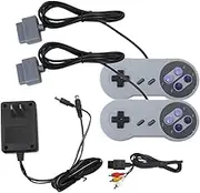 Performance Replacement Set Compatible for Super Nintendo SNES,Wired Gray Gamepad Controllers with AV Cable Power Adapter