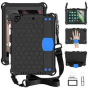 Catzon Hive iPad Case For iPad 5/6/Pro 9.7/iPad9.7 Durable Stand Cover With Shoulder Strap-BlackBlue