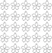 uxcell 100pcs Open Bezels, Resin Bezels Pendants Flower Open Back Bezels Alloy Hollow Frame Bulk for Resin Jewelry Making Earrings Necklace, Silver Tone