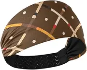 [Yoogain] Brown Square Moisture Wicking Exercise Headbands for Women Elastic Sweat Band for Women for Tennis Washing face Running Washing face