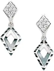 [JewelryWeb] 14k White Gold CZ Simulated Diamond Fancy Drop Screw Back Earrings 22x8mm Stud Earring for Women