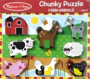 Melissa & Doug Farm Wooden Chunky Puzzle (8 Pcs) - Toddler Preschool