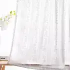 Sheer Curtains, Short Curtains with Floral Pattern, Window Tiers Curtains for Ba